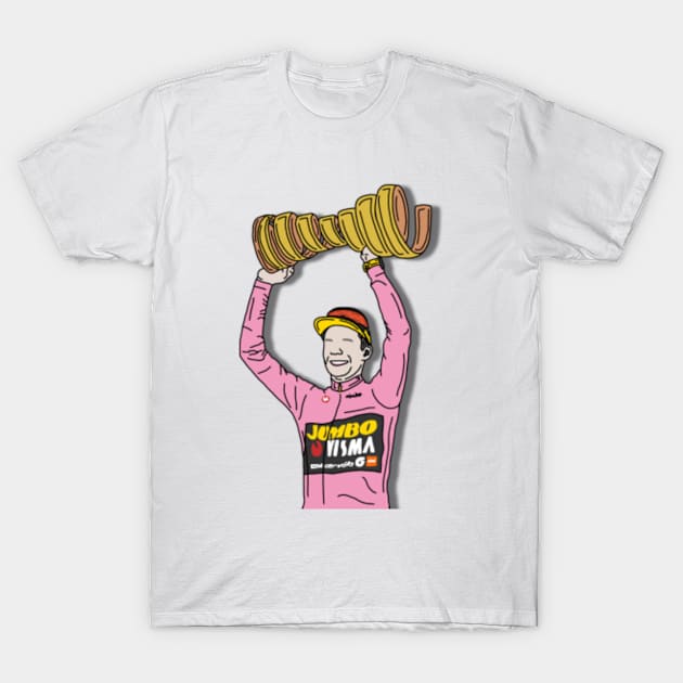 Primoz Roglic with Trophy Giro 2023 T-Shirt by p3p3ncil